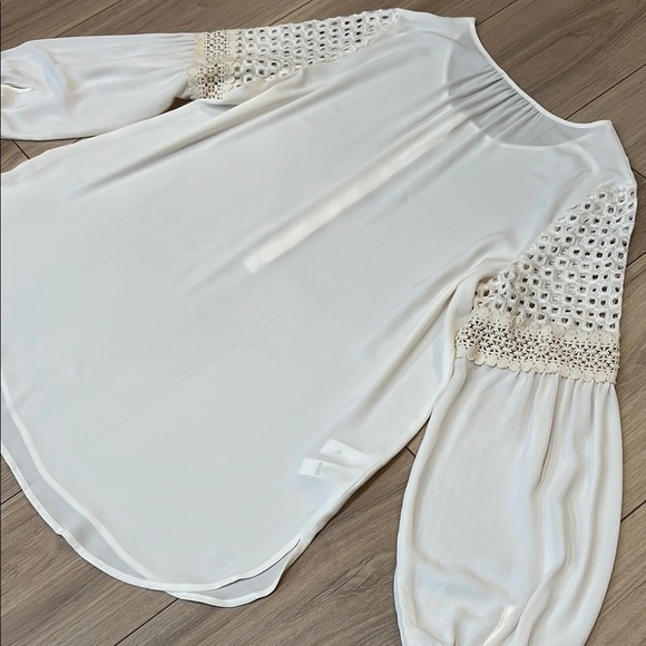 LOFT Elegant Cream Women's Top with Lace Sleeves - Picture 8 of 8